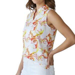 Golf America Polo Shirt Activewear Bright Abstract Print Sleeveless Size PL Top